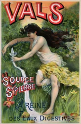 Plakatreklame Kilde St. Pierre, eau de Vals, naturlig mineralvann